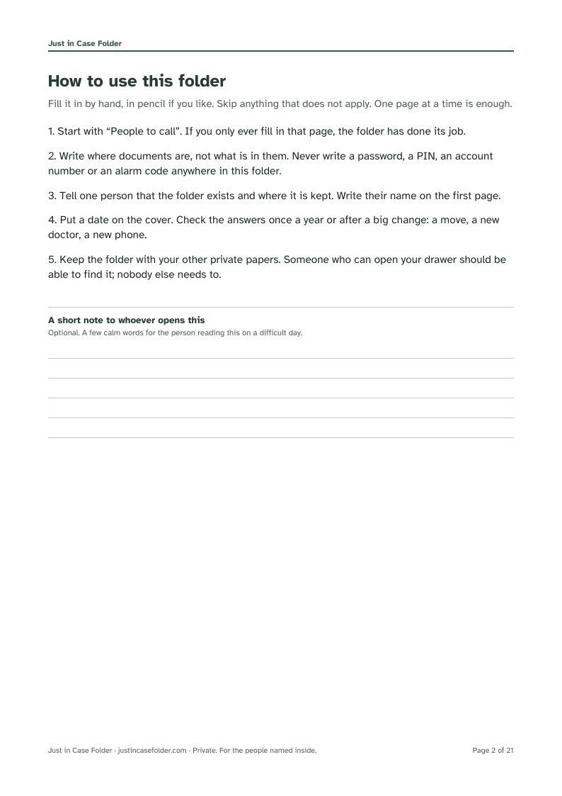Printable folder page: how to-use